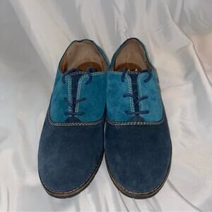 Sofft Blue Suede Oxford saddle shoes with Two-Tone Design cottagecore size 9